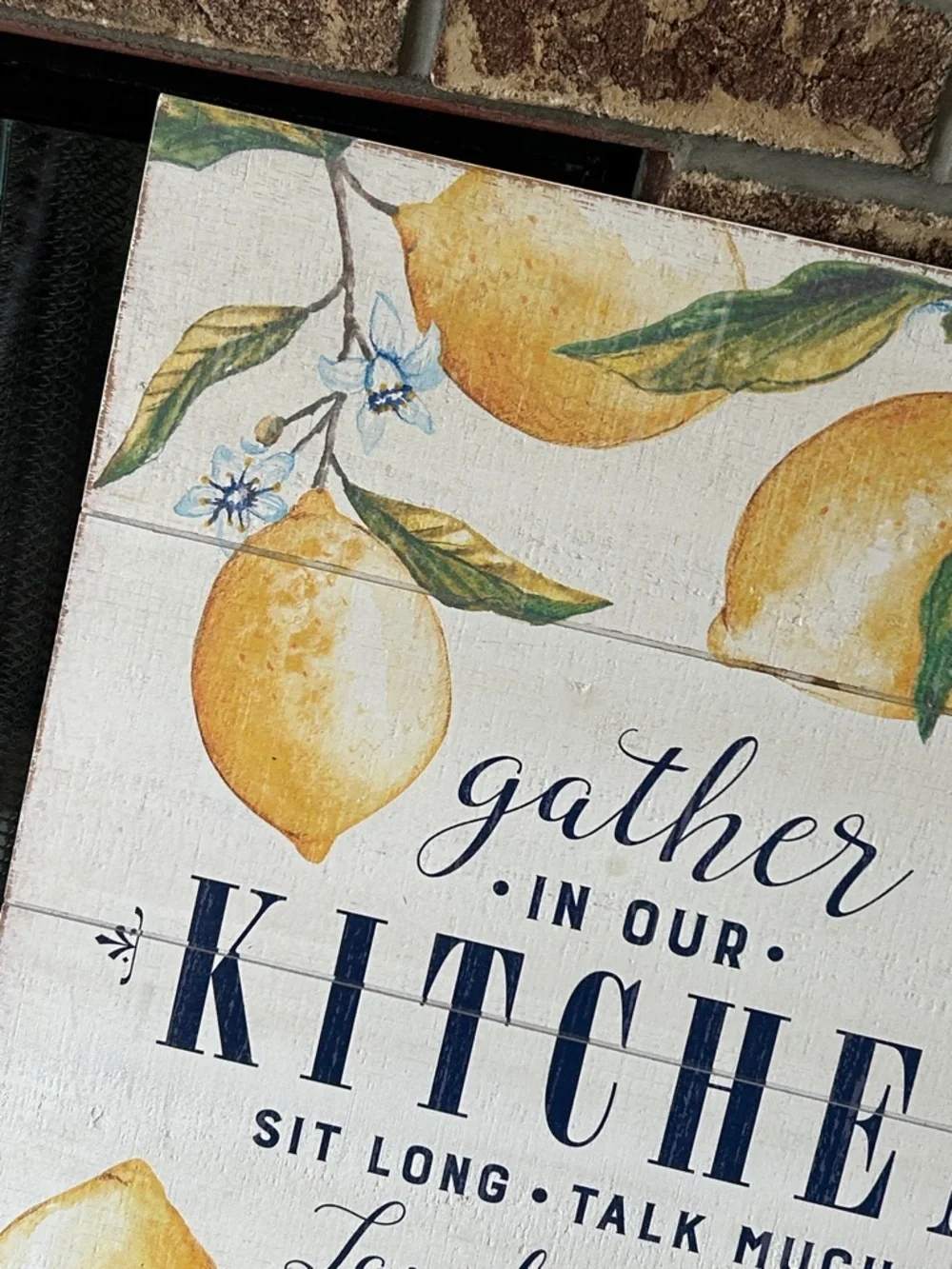 NEW! SOLID WOOD Extra LARGE Gather in Our Kitchen Floral Lemon Wall Sign